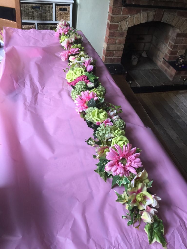 flower garland for vw camper wedding