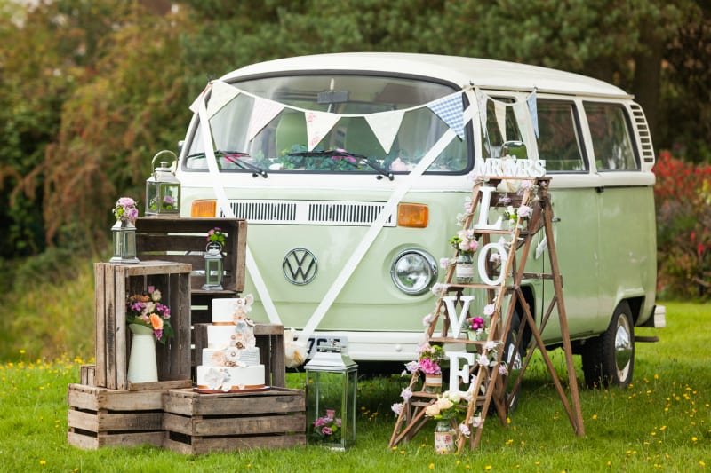 retro vw camper wedding surrey