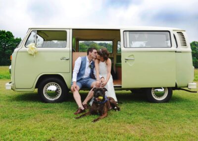 campervan wedding car green