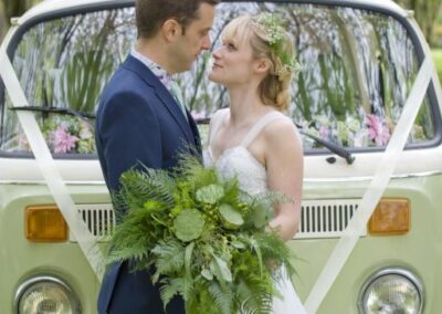 green campervan wedding