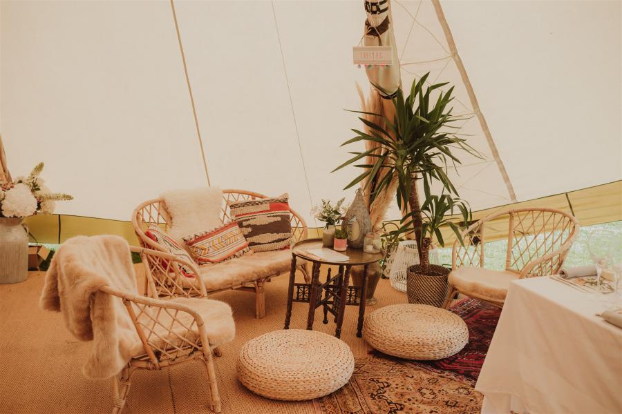 tipi hire with furnishings