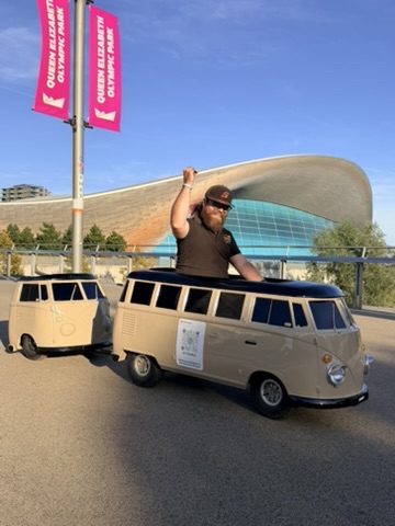 miniature electric campervan branded vehicle